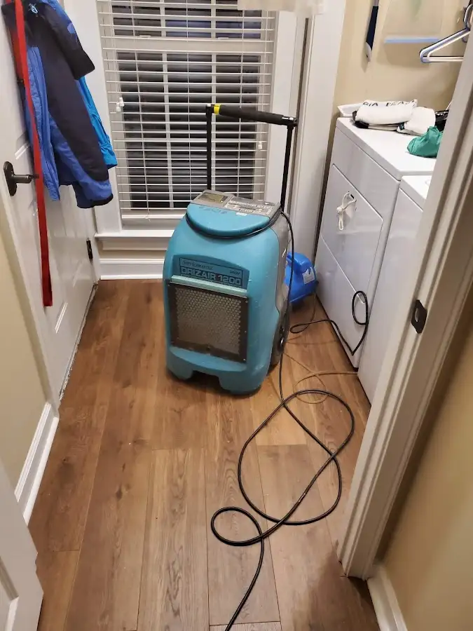 Commercial dehumidifier deployed for Flood Damage Cleanup in Mitchellville
