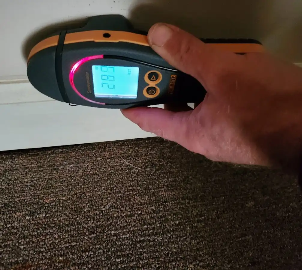 Moisture detection at baseboard during Sewage Cleanup & Sanitation in Mitchellville